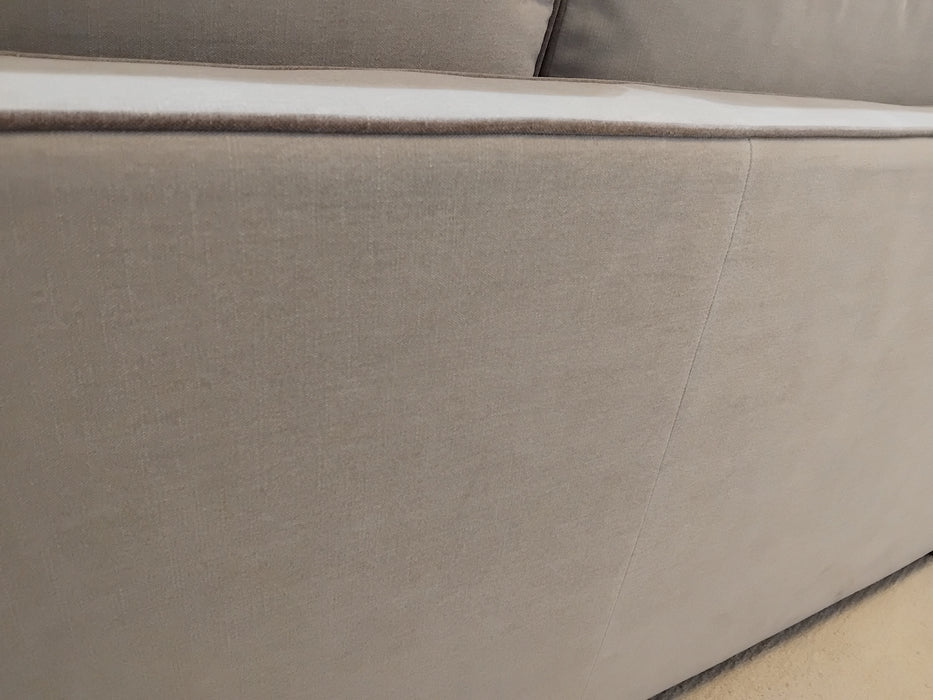 Sofology Russo Fabric 3 Seater in Soft Chenille Contrast Piping Linen Mix