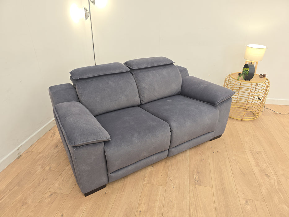 Benz 2 Seater Sofa - Fabric - Power Recliner, Power Hdrst - Lifestyle Flecked Fabric Charcoal