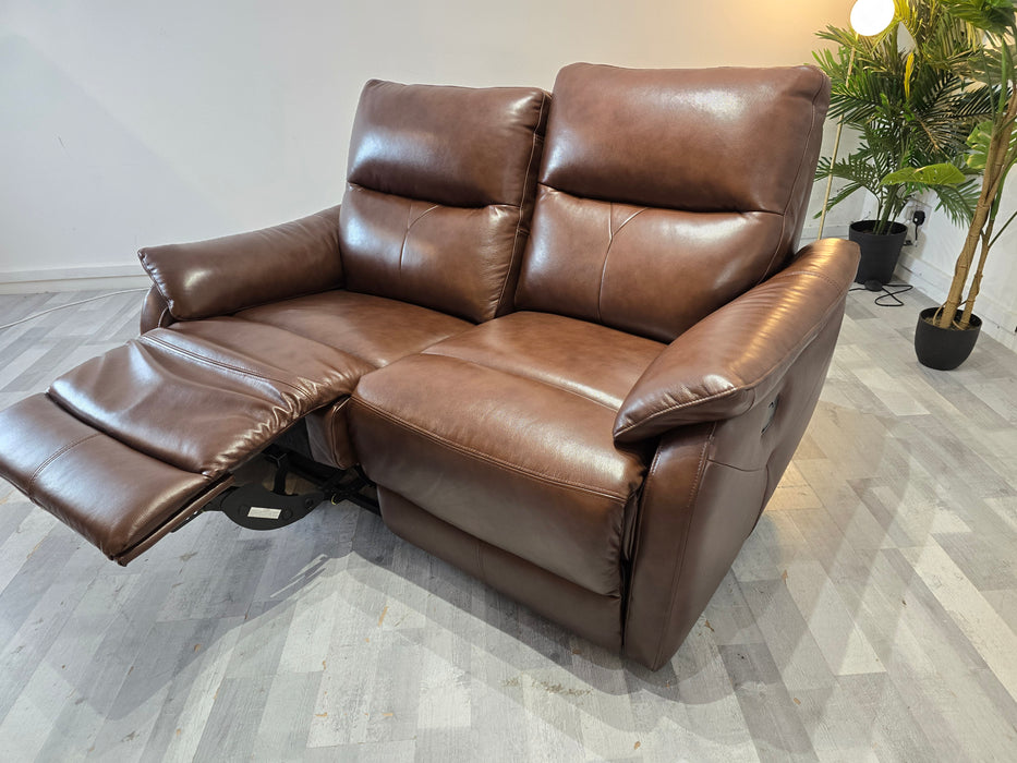 Albion 2 Seater - Leather Sofa - Chocolate - Manual Recliner