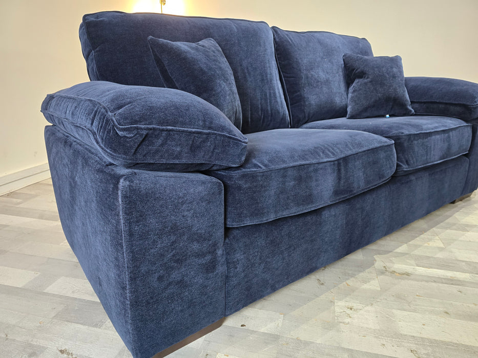 Brixton 3 Seater - Fabric Sofa -  Soft Chenille Navy All Over