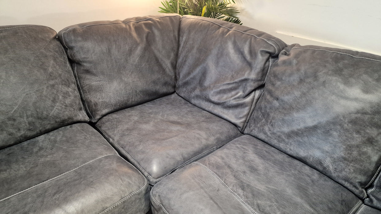 Galleria 2 Corner 1 - Leather Sofa - Utah Grey