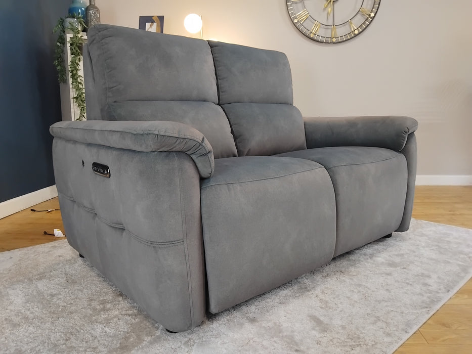 Sofology Ripley 2 Seater Power Recliner/Headrest with Heated Seat in Lifestyle Flecked Mineral Green