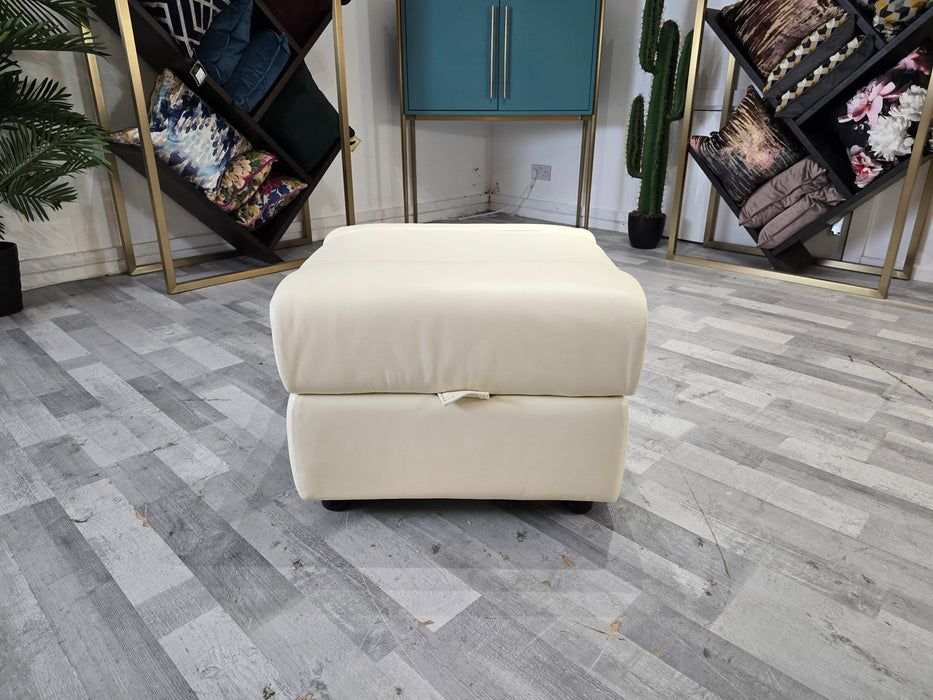 Ezra Storage Footstool - Trusty Sheen Leather White