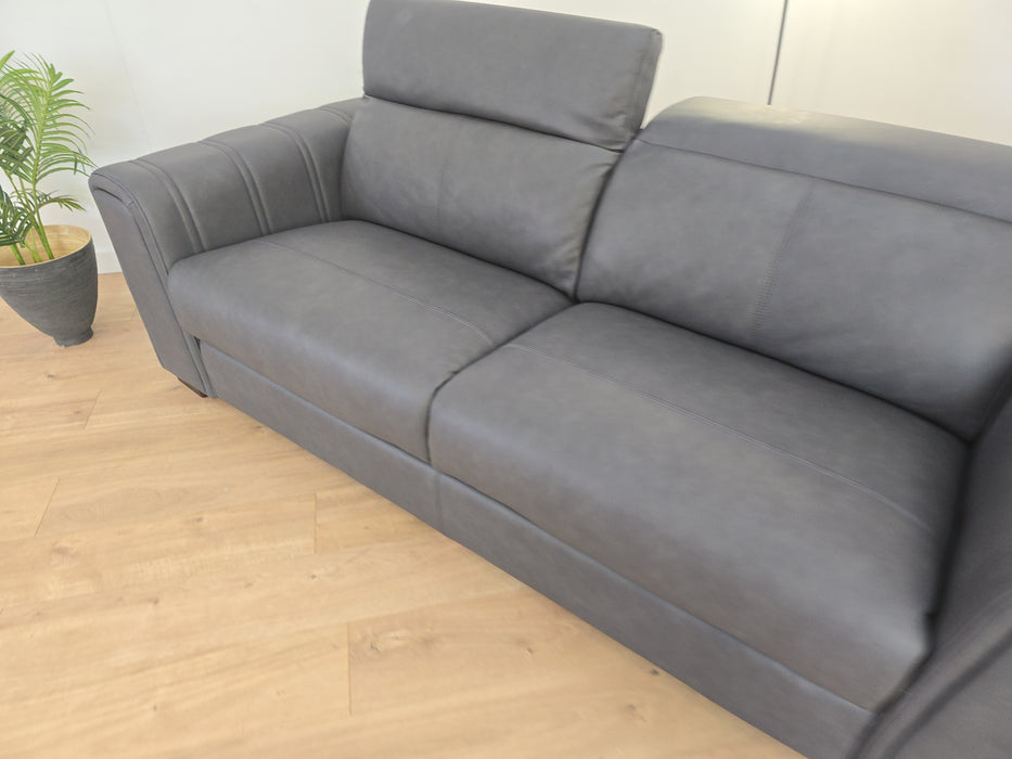 Mason 3 Seater - Leather Sofa - Charcoal