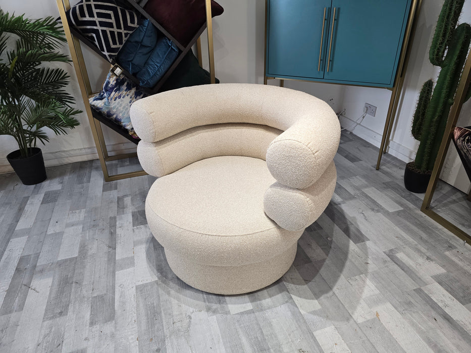 The Fitzrovia 1 Seater - Fabric Accent Chair -  Boucle Natural All Over Without Trim