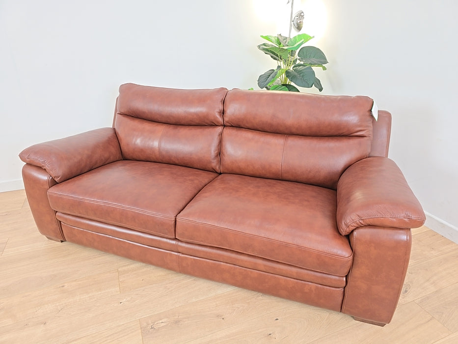 Sabin 3 Seater Sofa - Leather- Brown