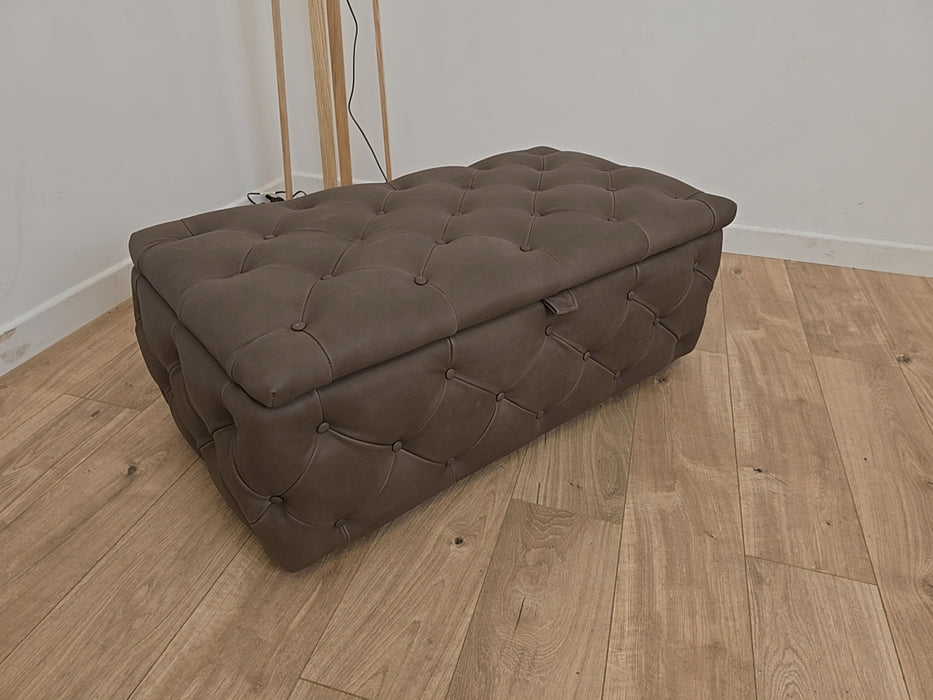 Venezia Storage Footstool - Leather - Chocolate