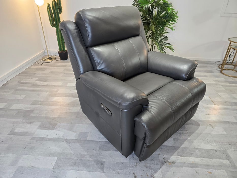 Gracie 1 Seater - Leather Power Reclining Chair - Charcoal