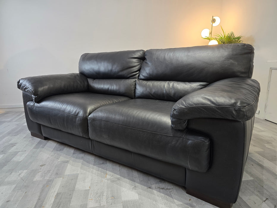 Santino 2 Seater - Leather Sofa - Caruso Black