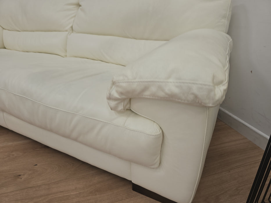 Santino 3 Seater  Sofa - Leather - Hampshire Aspen White