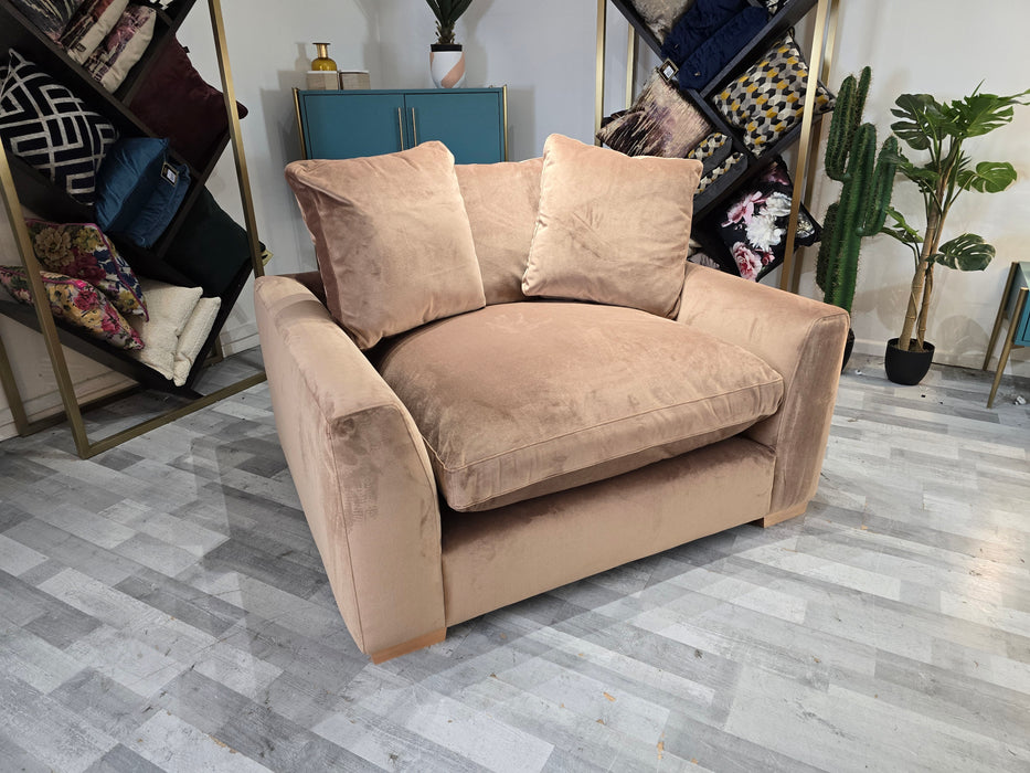 Infinity 1.5 Seat - Fabric Loveseat -  Maison Velvet Camel/Ecru Mix