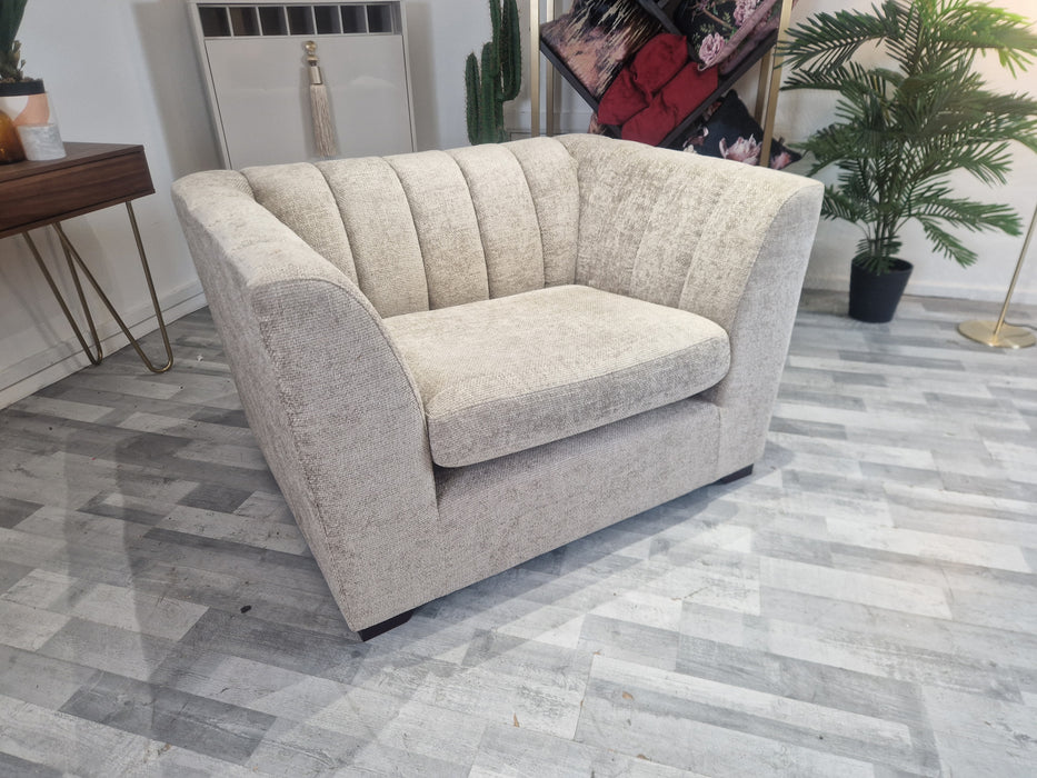 Downtown 1.5 Seat - Fabric Loveseat - Basketweave Linen All Over