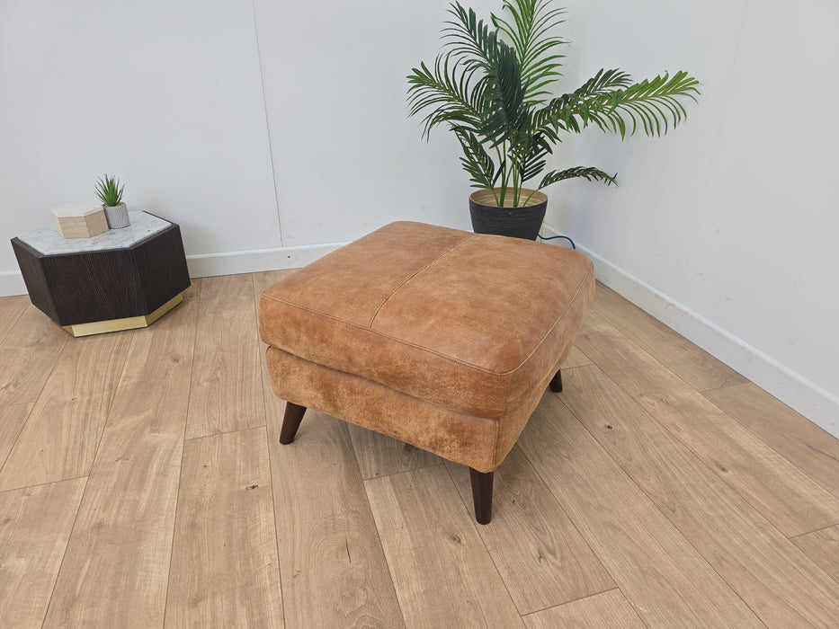 Fellini - Leather Storage Footstool  - Texas Tan