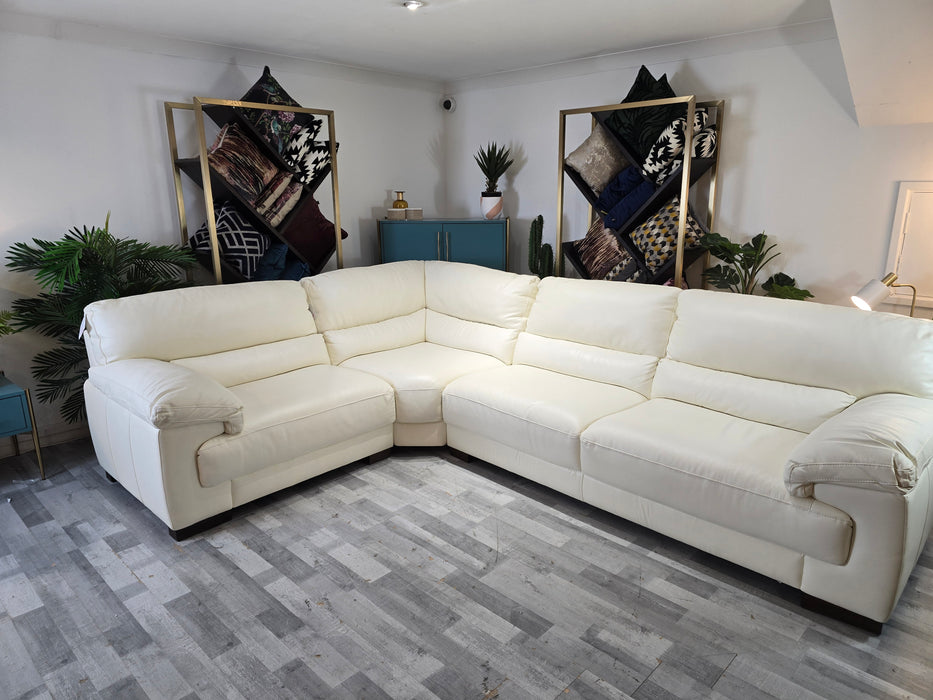 Santino 1 Corner 3 - Leather Sofa - Hampshire Aspen White