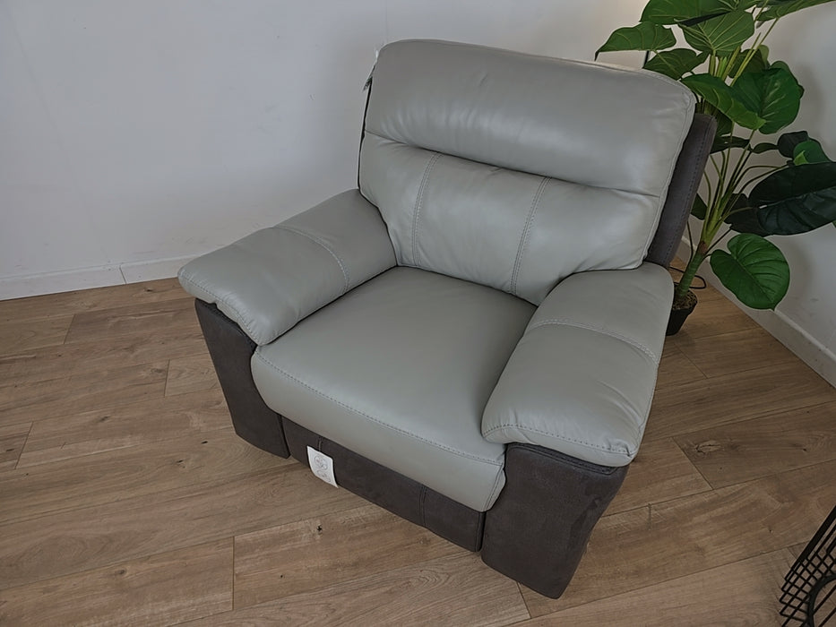 Leighton - Leather/ Fabric Power Reclining Chair - Grey Mix