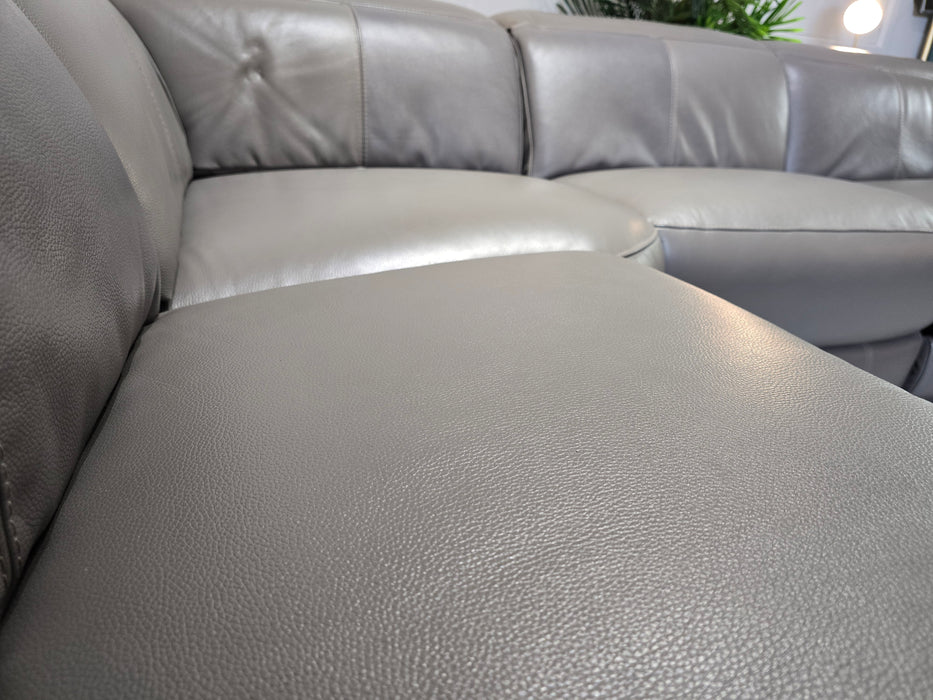 Laurence 1 Corner 3 - Leather Power Reclining Sofa - Le Mans Fossil Grey