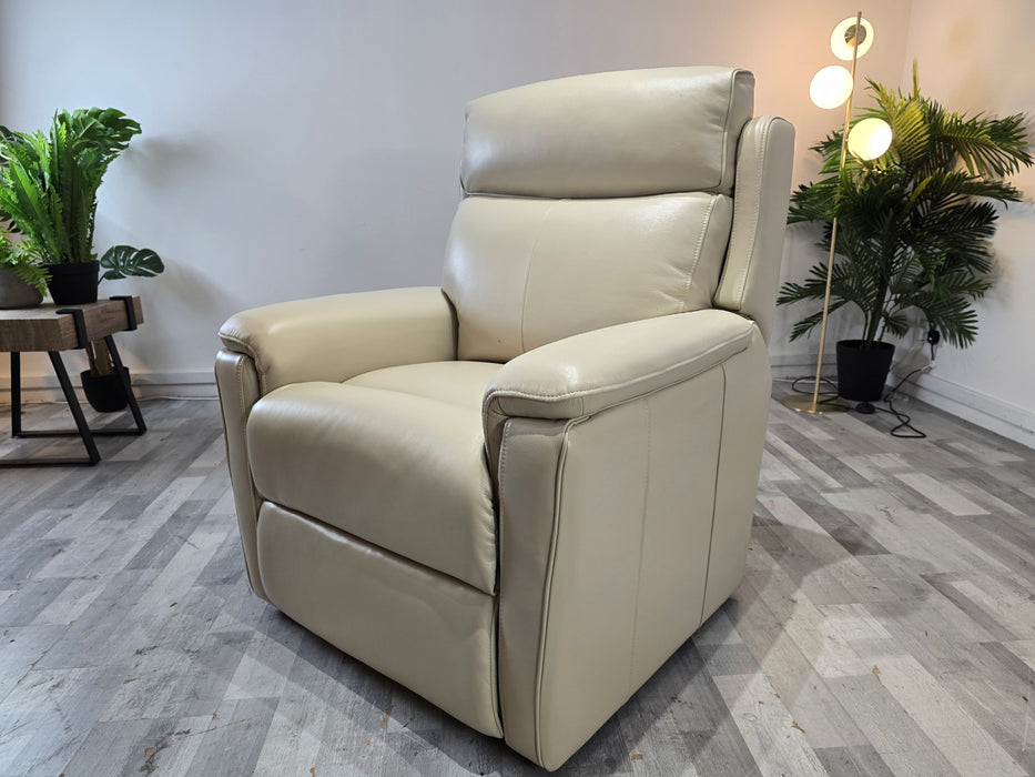 Parker 1 Seater - Trusty Sheen Leather Bone China - Power Rise and Recline