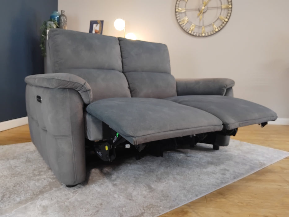 Sofology Ripley 2 Seater Power Recliner/Headrest with Heated Seat in Lifestyle Flecked Mineral Green