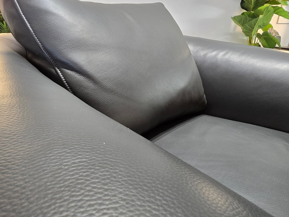 Plaza Swivel Chair - Trusty Embossed Leather Charcoal