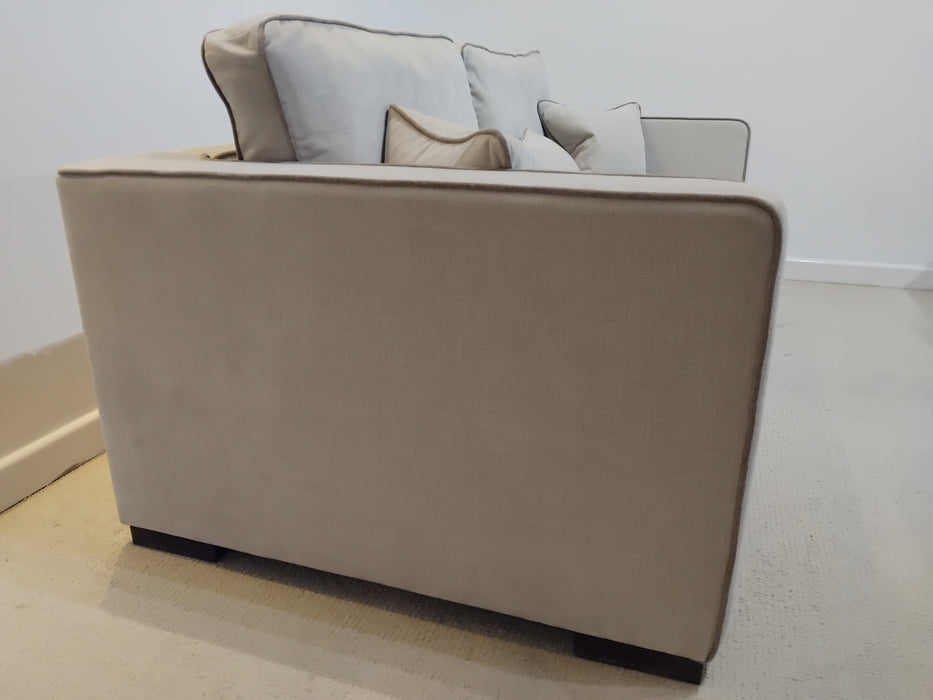 Sofology Russo Fabric 3 Seater in Soft Chenille Contrast Piping Linen Mix