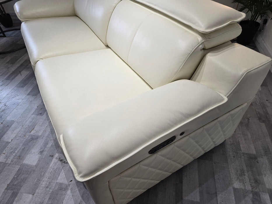 Benz 3 Seater - Power Recliner - Trusty Sheen Leather White