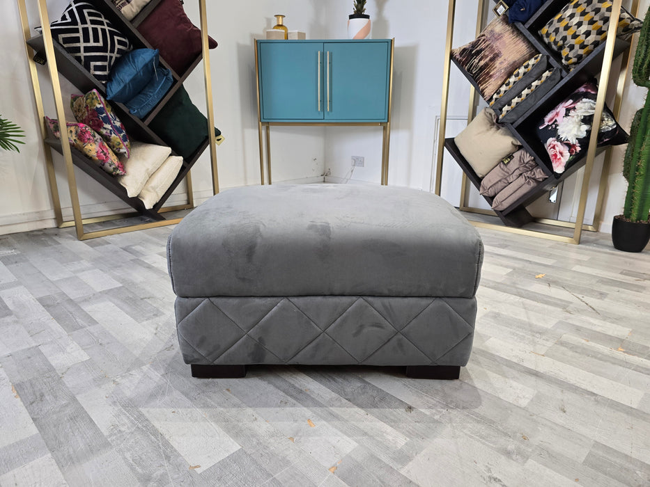 Mason Fabric Designer Footstool Tara Lead Grey