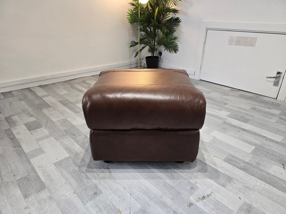 Albion Leather Storage Footstool - Chocolate