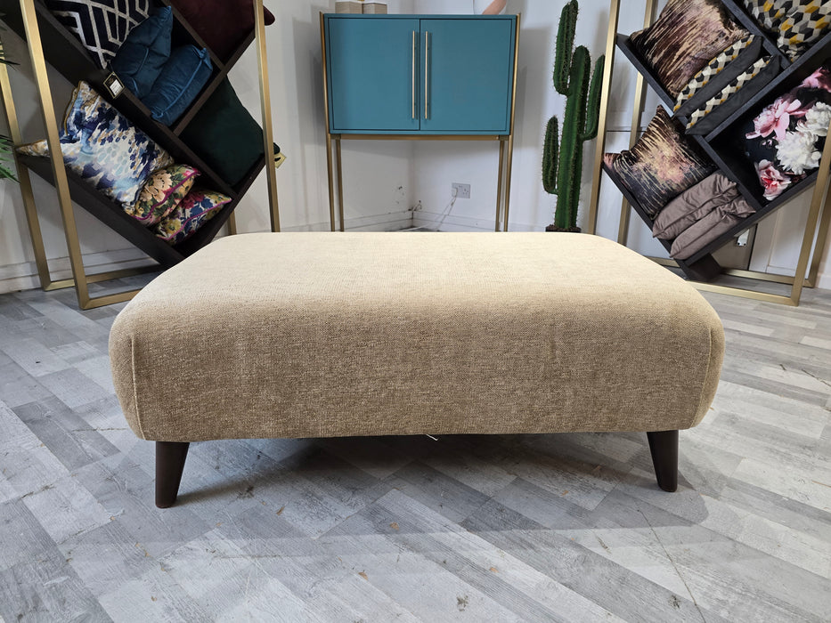 Mayfair Designer Footstool - Linen Look Chenille Caramel All Over