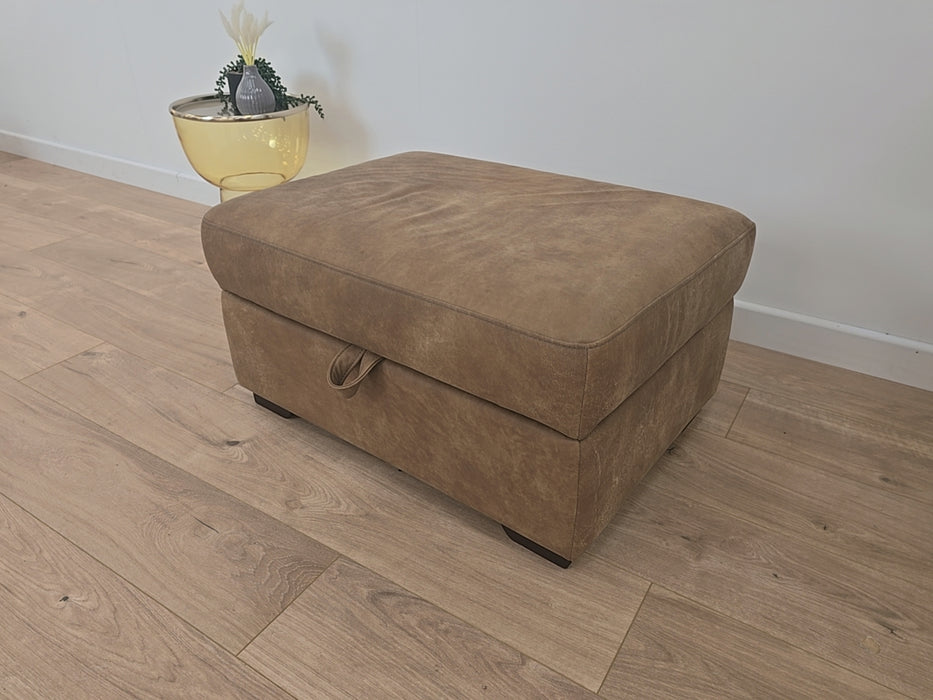 Downtown - Leather Storage Footstool  - Tan