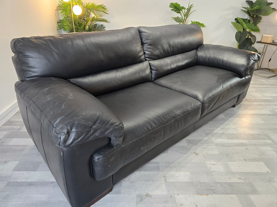 Santino 3 seater - Leather Sofa - Caruso Black