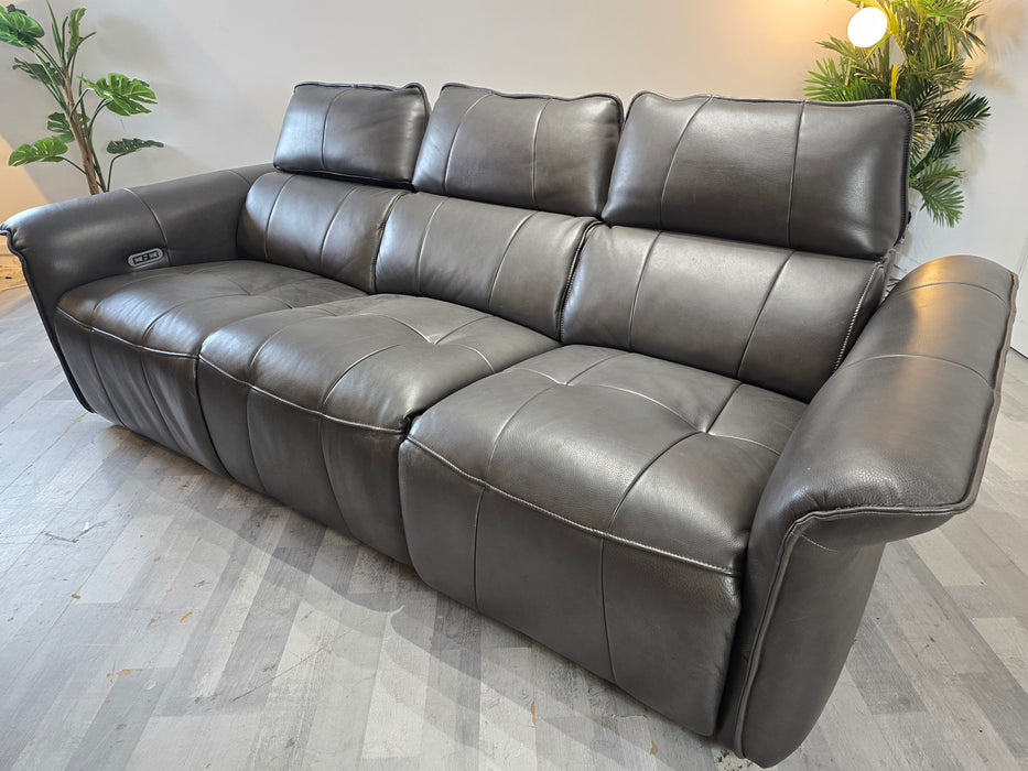 Cadenza 3 Seater - Power Recliner - Leather Sofa -  Charcoal