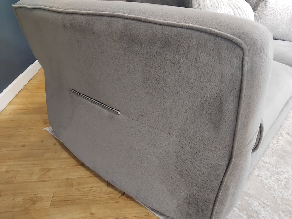Sofology Reign Fabric 3 Seater in Luxe Sherpa Grey/Silver Mix
