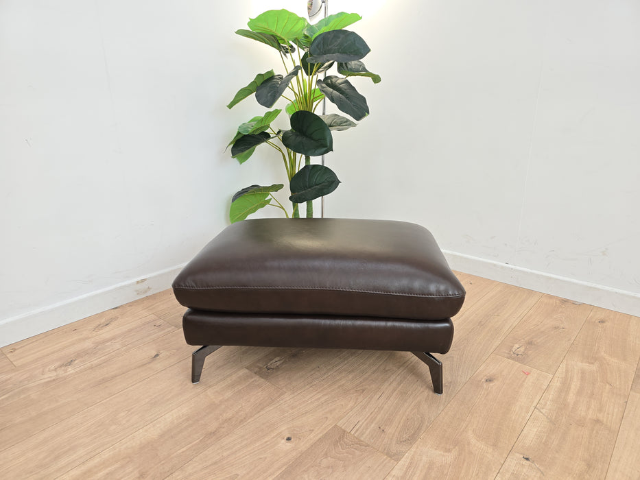 Mimi Leather Designer Footstool - Dark Brown