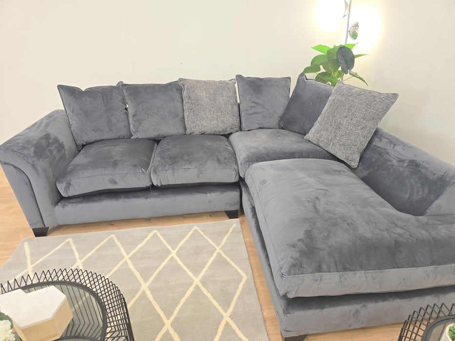 Lavisa Corner Sofa - Fabric - Velvet Steel