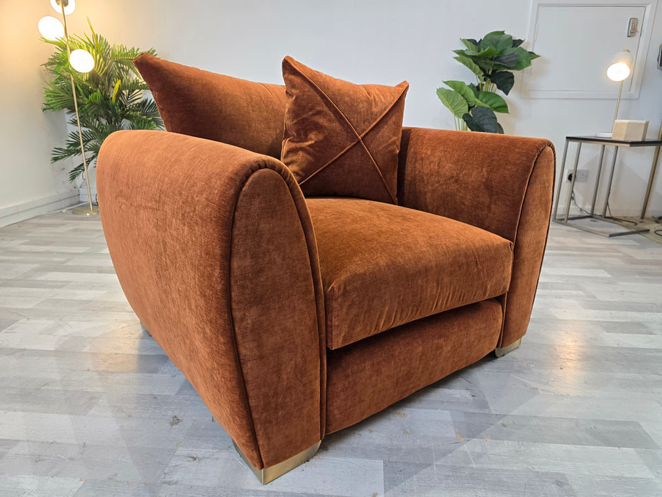 Hourglass Chair -  Vintage Velvet Rust/Stone Mix