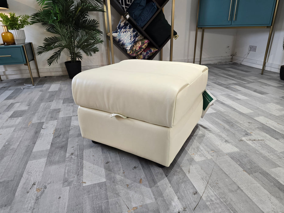 Ezra Storage Footstool - Trusty Sheen Leather White