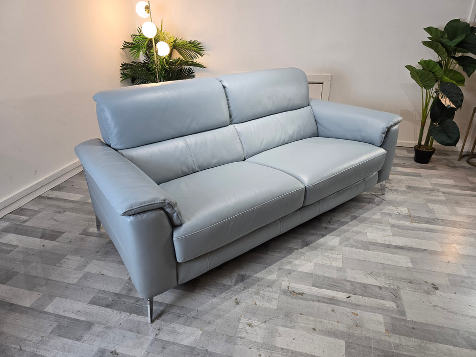 Illinois 3 Seater - Trusty Soft Sheen Leather Pearl Blue