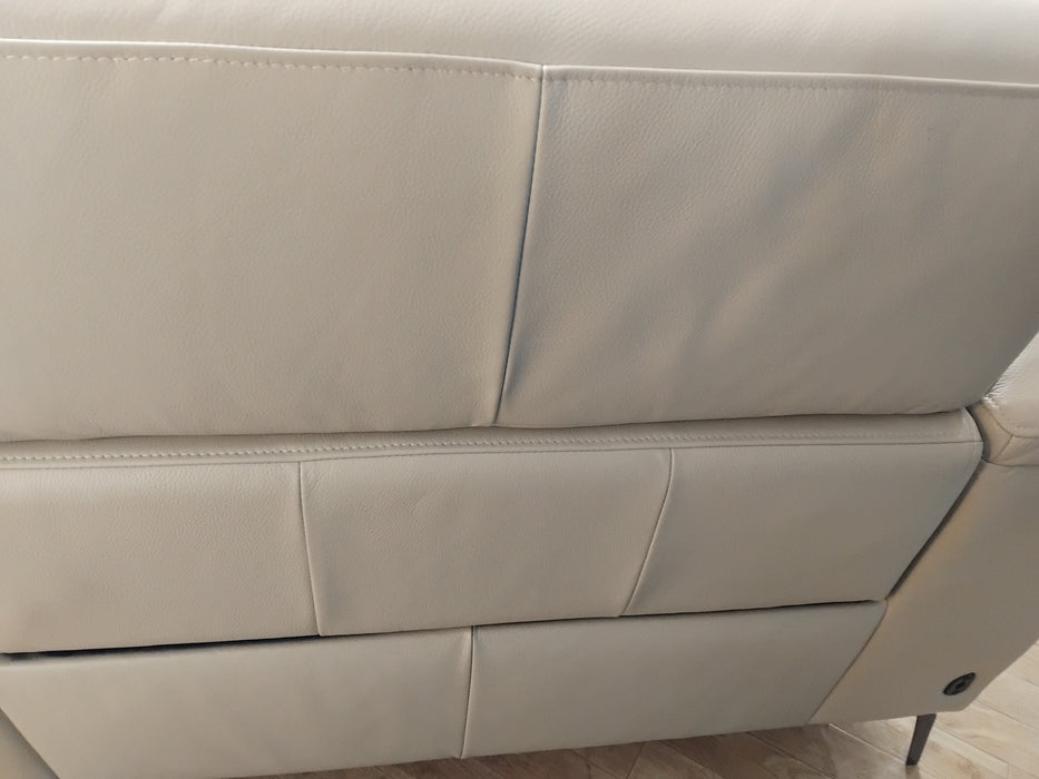 Sofology The Fratelli Leather 2.5 Seater Power Recliner/Headrest in Trusty Embossed Bone China