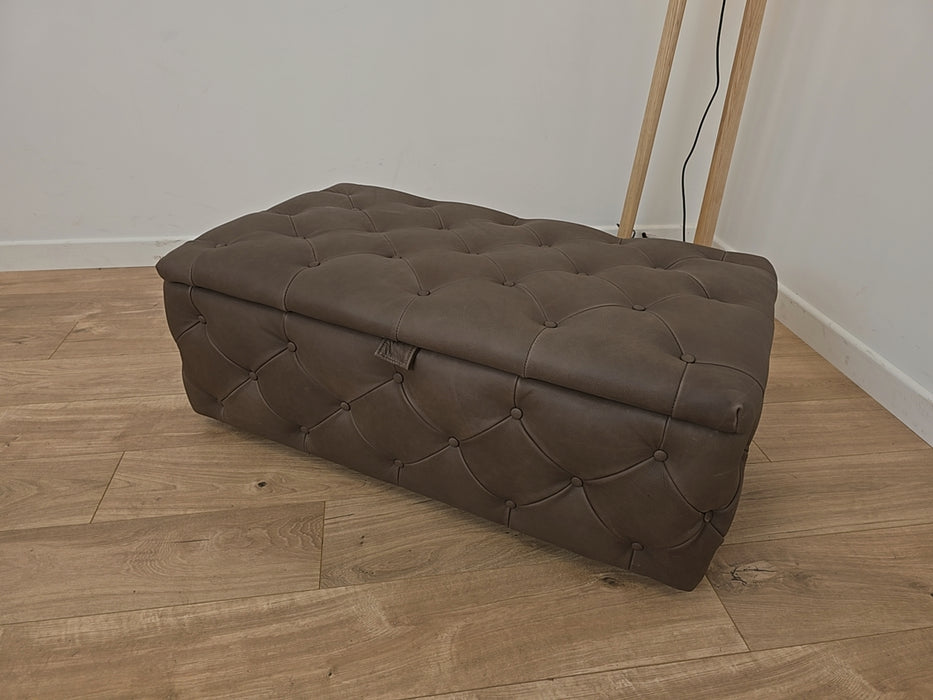 Venezia Storage Footstool - Leather - Chocolate