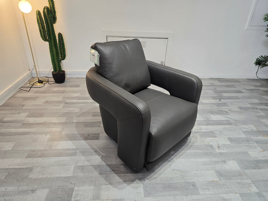 Flex Accent Chair Matt Leather Charcoal