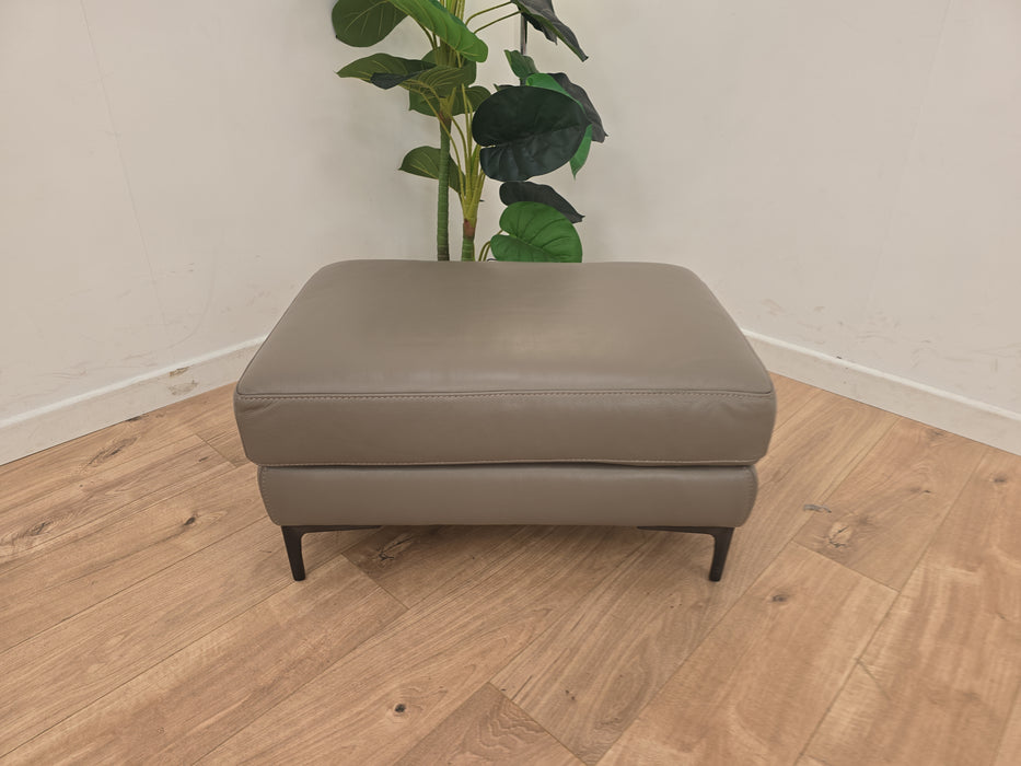 Milano Footstool - Leather - Grey