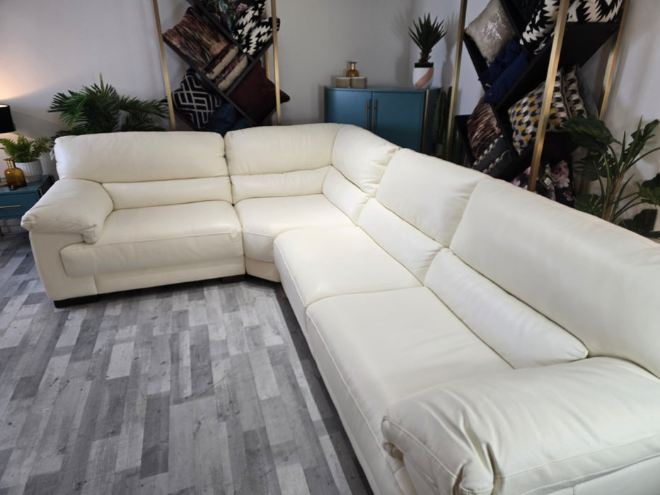 Santino 1 Corner 3 - Leather Sofa - Hampshire Aspen White