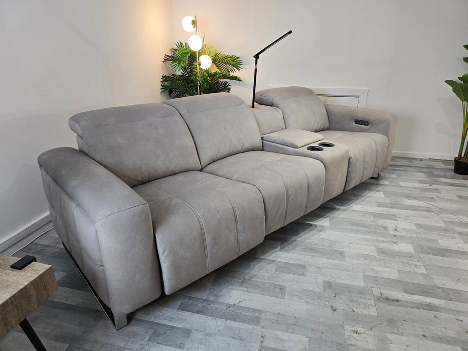 Marvella 3 Seater - Fabric Power Reclining Sofa - Lifestyle Flecked Fabric Stone