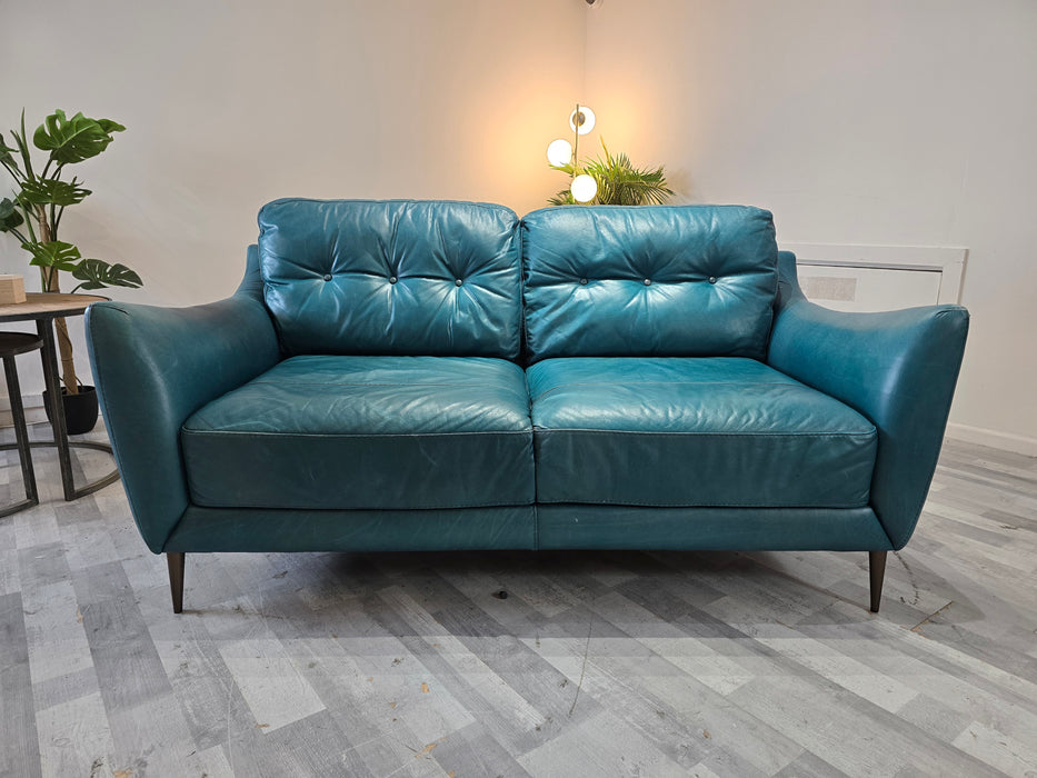 Cordelia 2 Seater - Leather Sofa - Indiana Teal