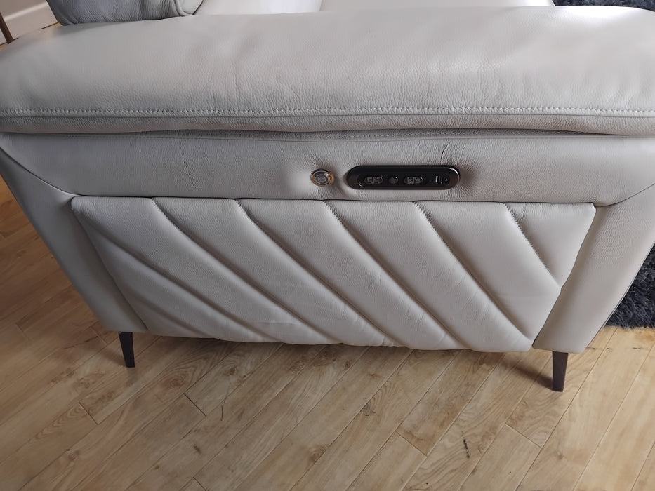 Sofology The Fratelli Leather 2.5 Seater Power Recliner/Headrest in Trusty Embossed Bone China