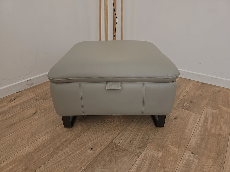 Buxton - Leather Storage Footstool  - Lead Grey