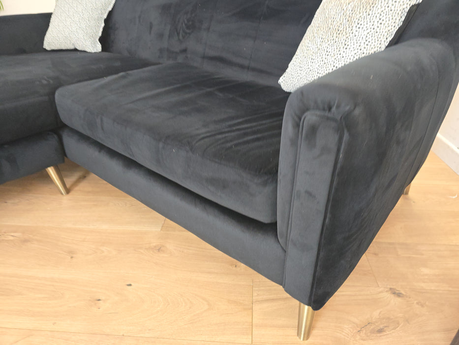 Ivanna 4 Seater Chaise - Fabric - Festival Spotted Black Mix