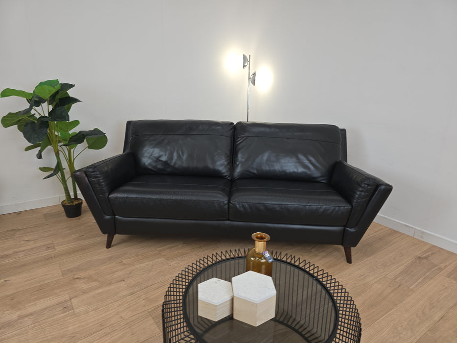 Fellini 3 Seater - Leather Sofa - Alaska Black