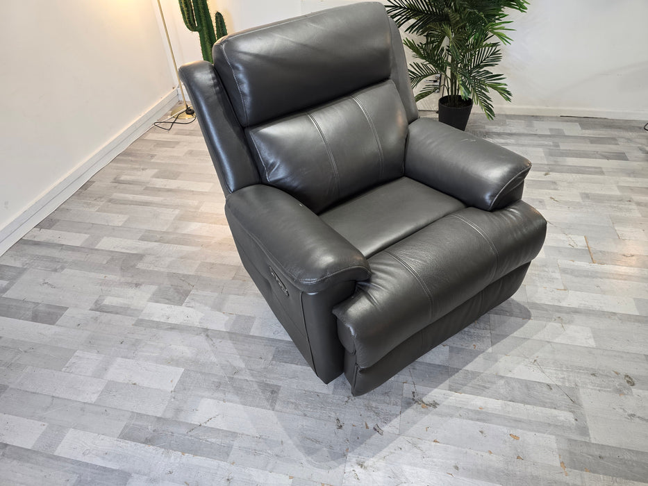 Gracie 1 Seater - Leather Power Reclining Chair - Charcoal