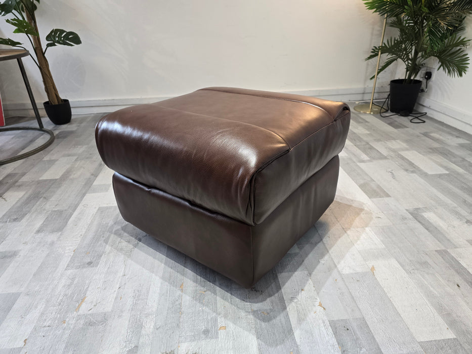 Albion Leather Storage Footstool - Chocolate